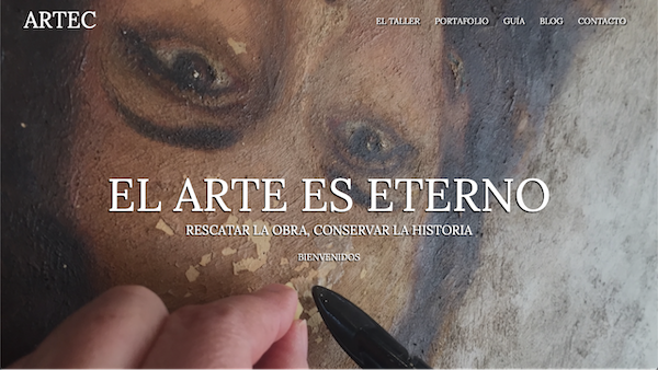 Portafolio web del taller de restauración y preservación de arte Artec de México. Comparte su trabajo, una guía de restauración, recomendaciones y un blog. Sitio web administrable y responsivo.
